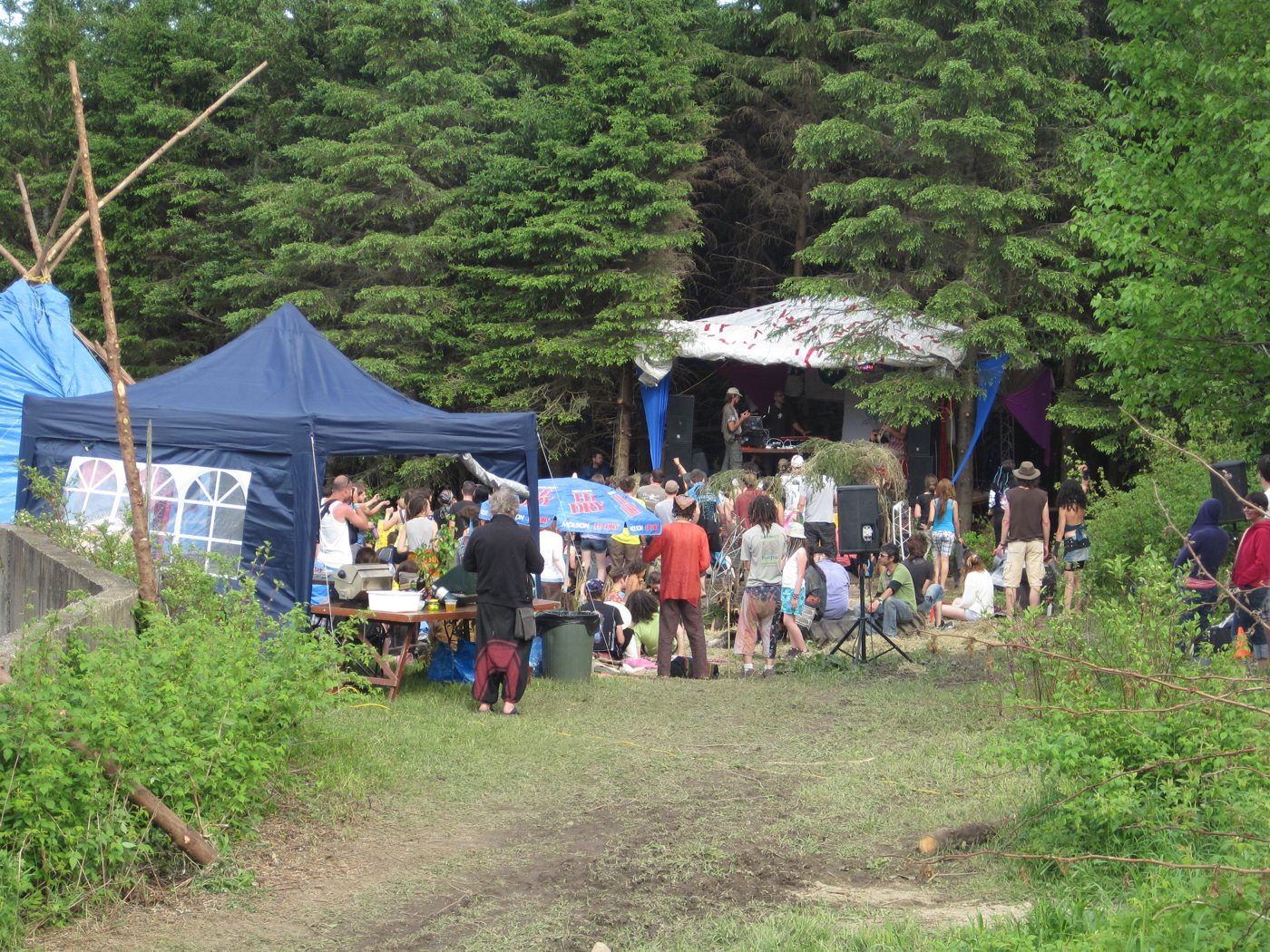 Sundari 2011: the booths and the crowd under the trees.