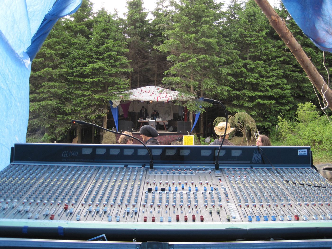 Sundari 2011: the mixing desk, with the covered stage in the background.
