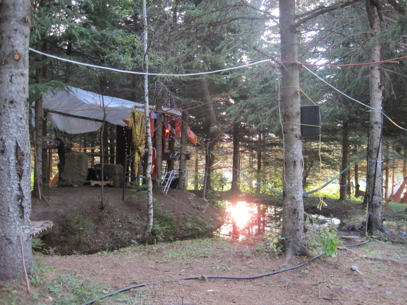The forest stage, with its red lamp.