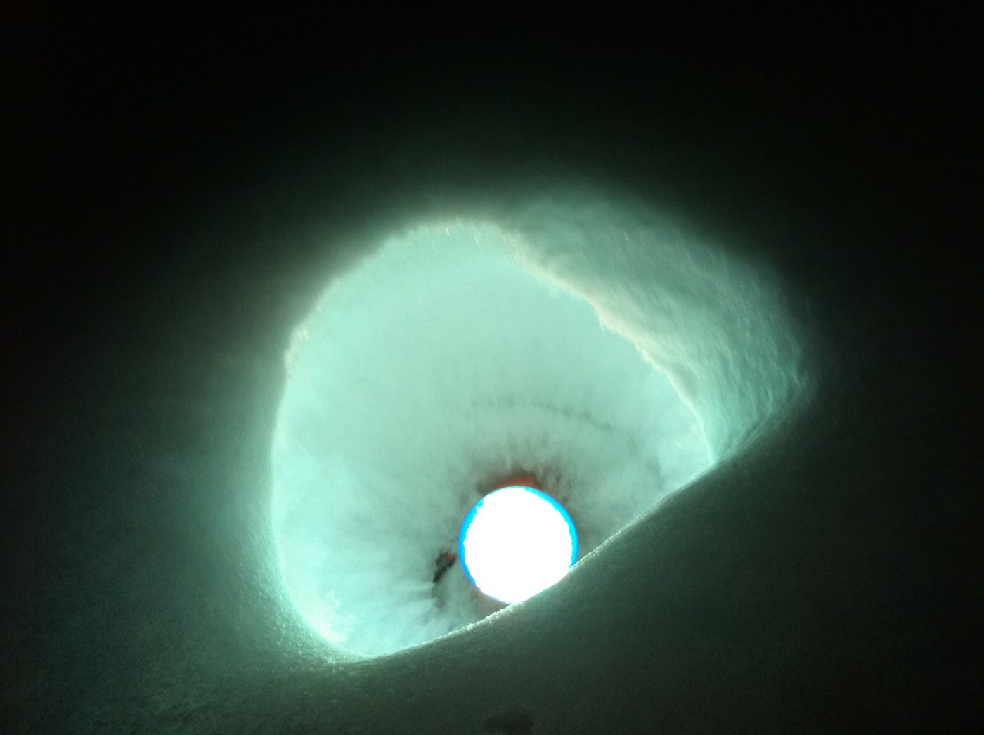 February 6, 2011: a snow tunnel lit from inside.