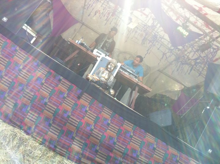 June 5, 2011: the DJ booth, with its patterned fabric.
