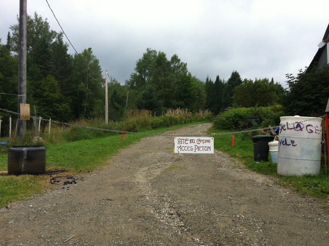 The entrance road, with the welcome sign.